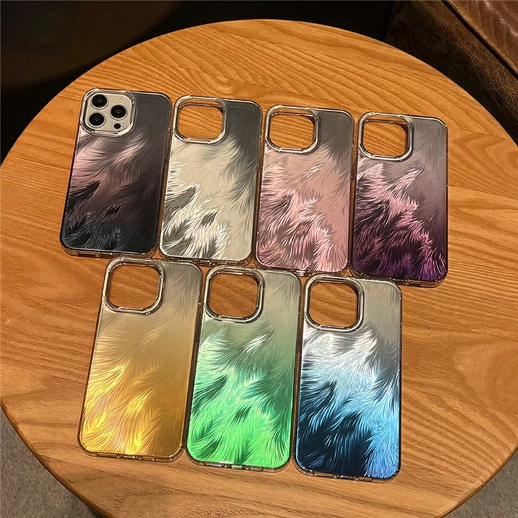 For iPhone 16 Pro Case Fox Tail Pattern Hot Stamping Electroplating Soft TPU Phone Shell - Silver