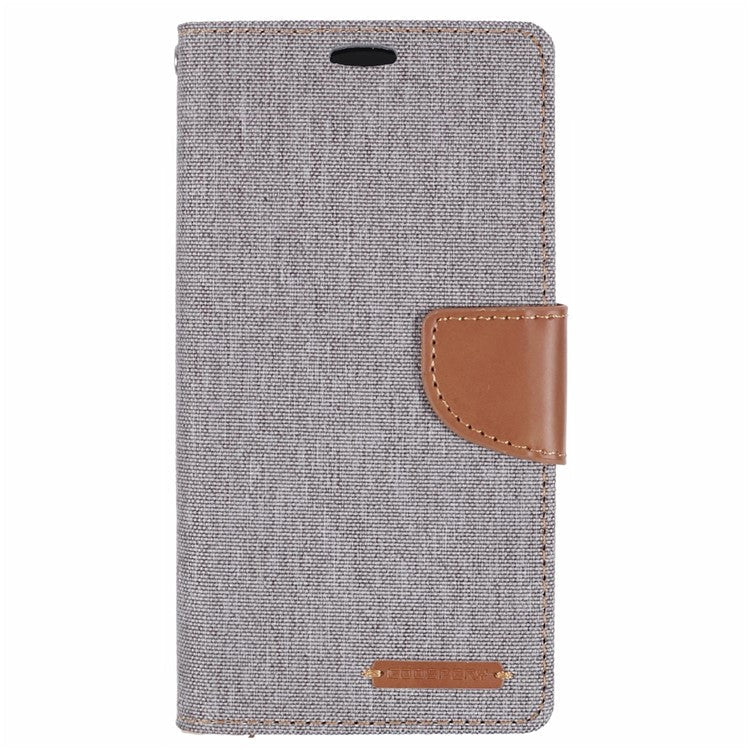 MERCURY GOOSPERY For iPhone 16 Case Canvas Texture Leather Wallet Phone Cover - Grey