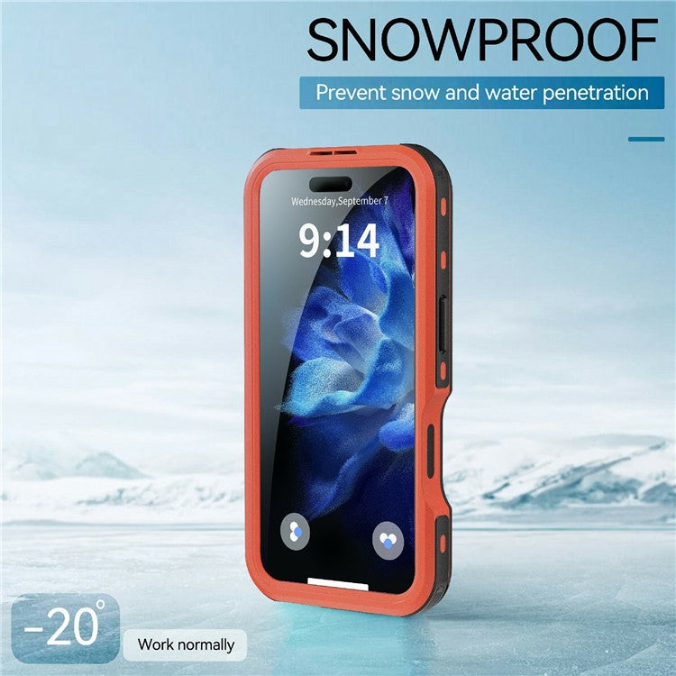 REDPEPPER D-UP Series For iPhone 16 Pro Case IP68 Waterproof Clear Back Panel Phone Cover Compatible with MagSafe - Red