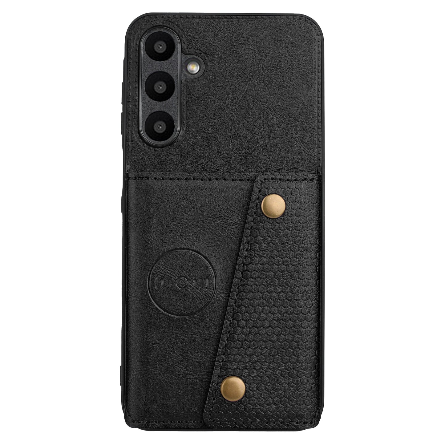 For Samsung Galaxy A16 5G / A16 4G Case Card Slots Kickstand Leather+TPU Phone Cover - Black