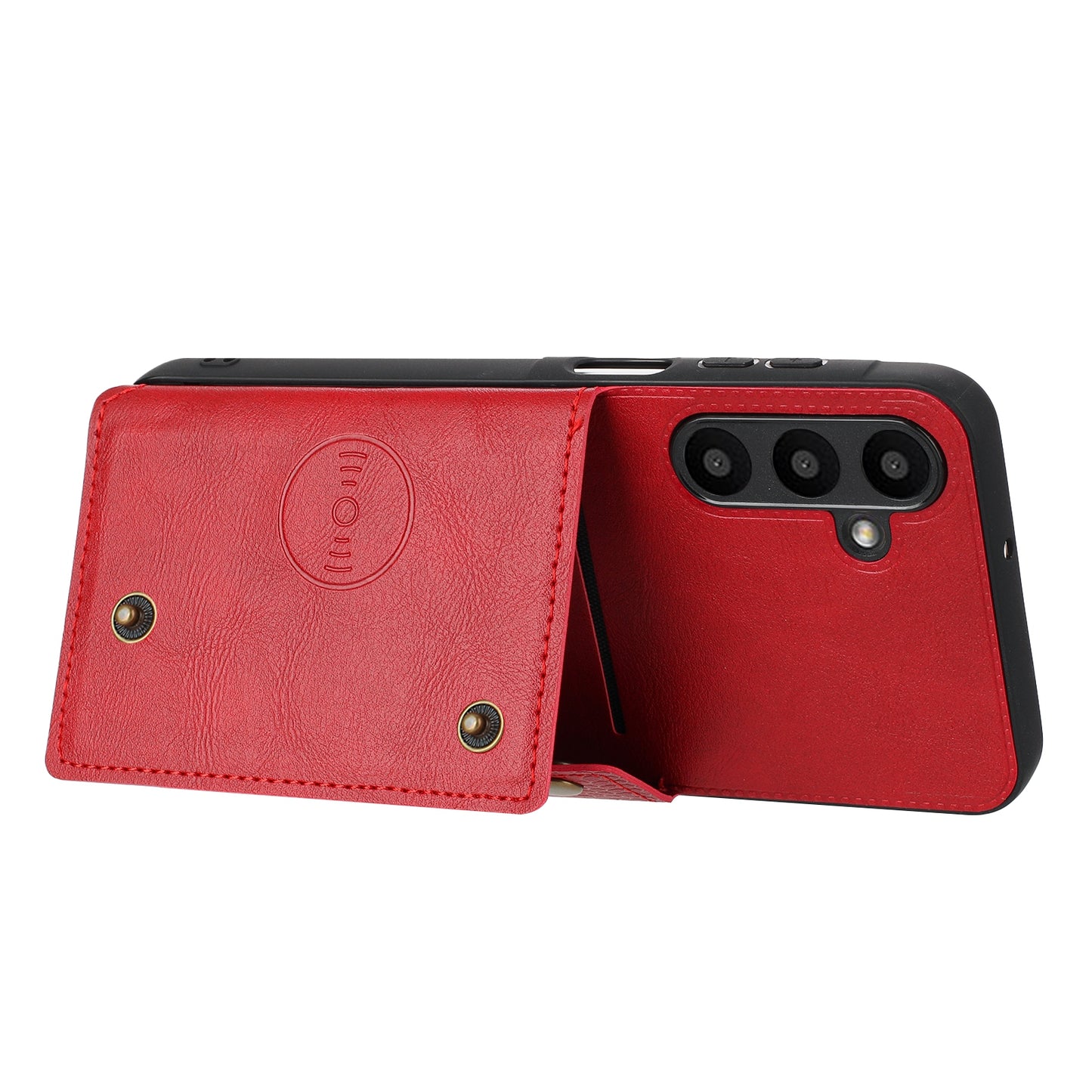 For Samsung Galaxy A16 5G / A16 4G Case Card Slots Kickstand Leather+TPU Phone Cover - Red