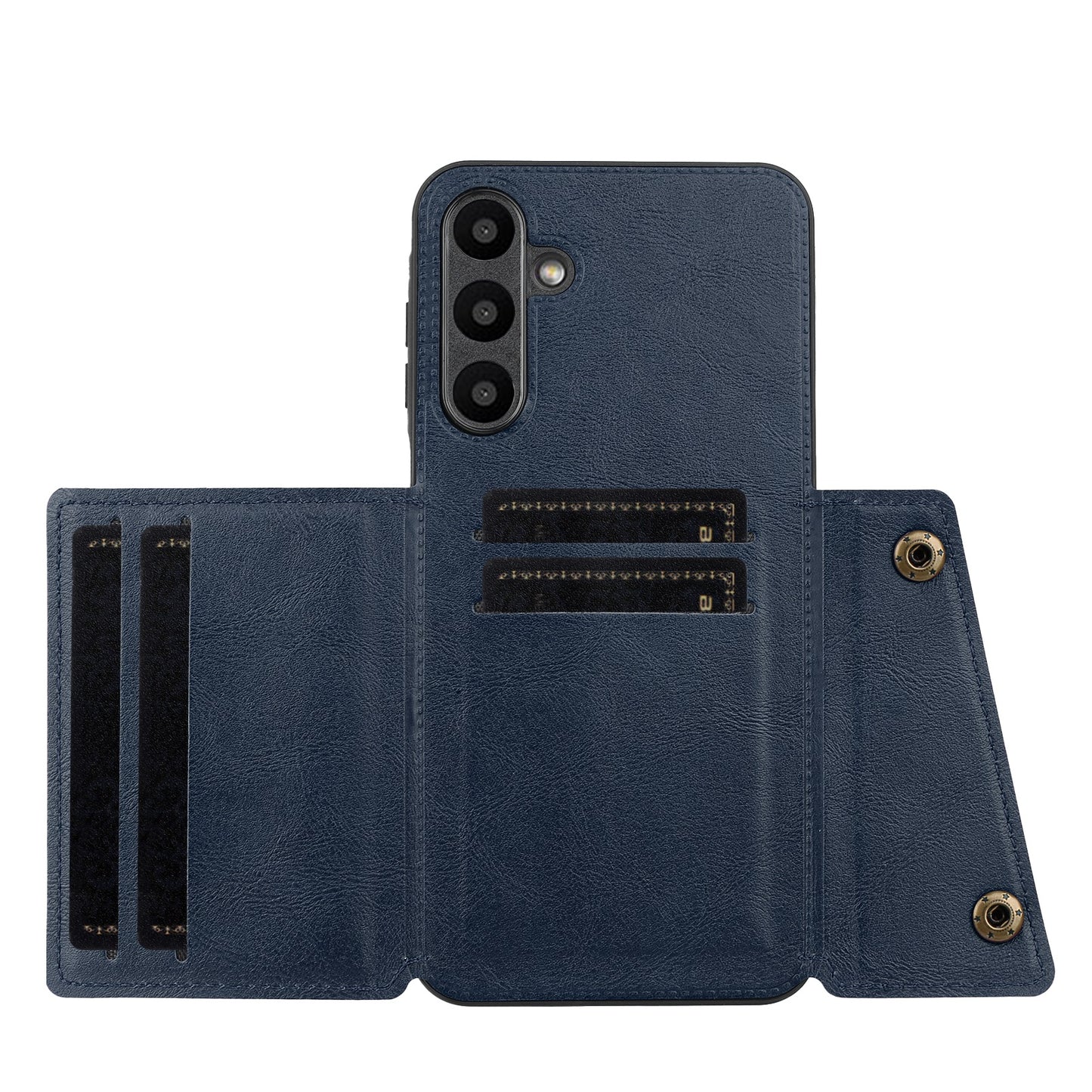 For Samsung Galaxy A16 5G / A16 4G Case Card Slots Kickstand Leather+TPU Phone Cover - Blue