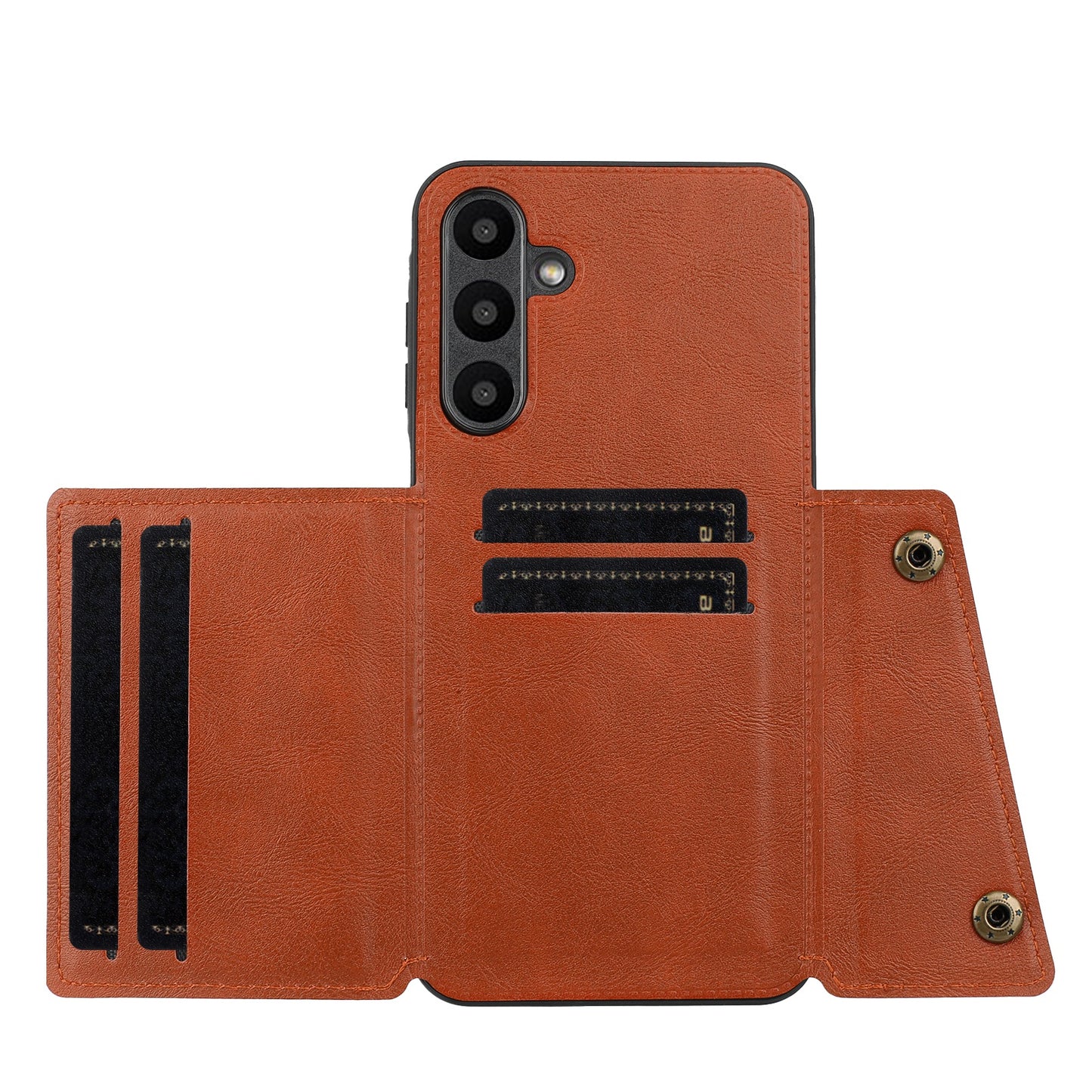 For Samsung Galaxy A16 5G / A16 4G Case Card Slots Kickstand Leather+TPU Phone Cover - Brown