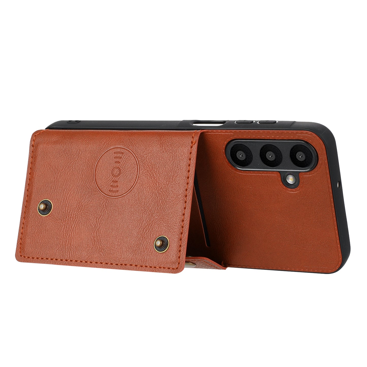 For Samsung Galaxy A16 5G / A16 4G Case Card Slots Kickstand Leather+TPU Phone Cover - Brown