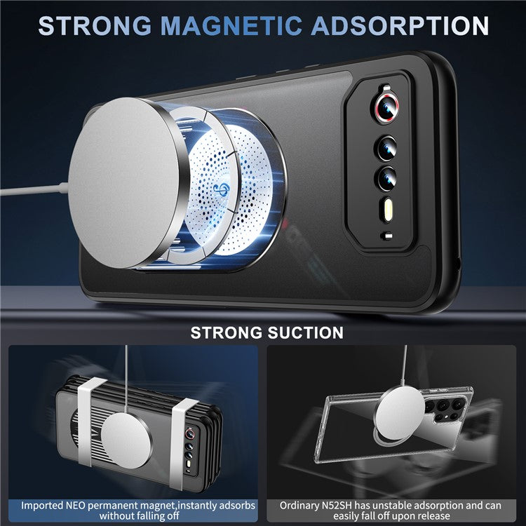 For Asus ROG Phone 6 5G / Phone 6 Pro 5G / Phone 6D 5G Magnetic Case Heat Dissipation Aromatherapy Kickstand Silicone+PC Phone Cover - Black