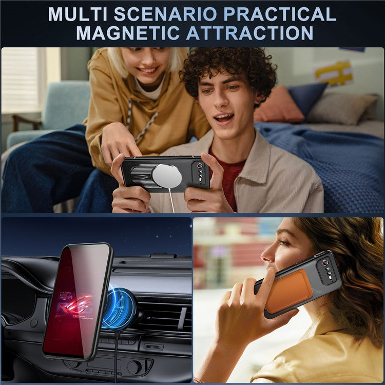 For Asus ROG Phone 6 5G / Phone 6 Pro 5G / Phone 6D 5G Magnetic Case Heat Dissipation Aromatherapy Kickstand Silicone+PC Phone Cover - Black