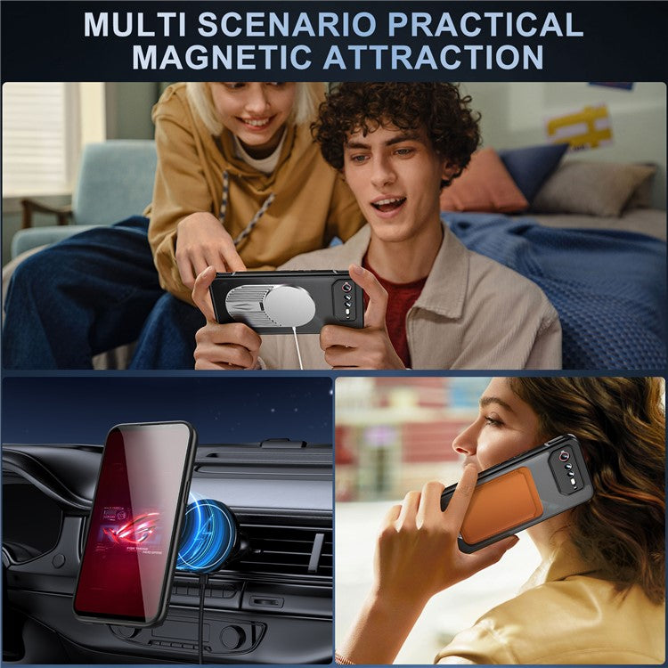 For Asus ROG Phone 6 5G / Phone 6 Pro 5G / Phone 6D 5G Magnetic Case Heat Dissipation Aromatherapy Kickstand Silicone+PC Phone Cover - Silver