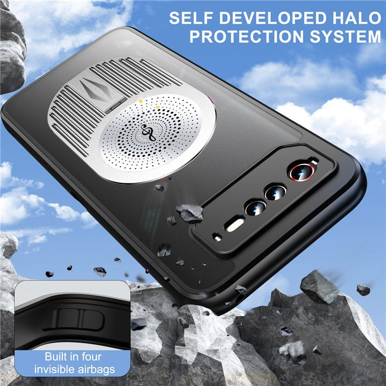 For Asus ROG Phone 6 5G / Phone 6 Pro 5G / Phone 6D 5G Magnetic Case Heat Dissipation Aromatherapy Kickstand Silicone+PC Phone Cover - Silver