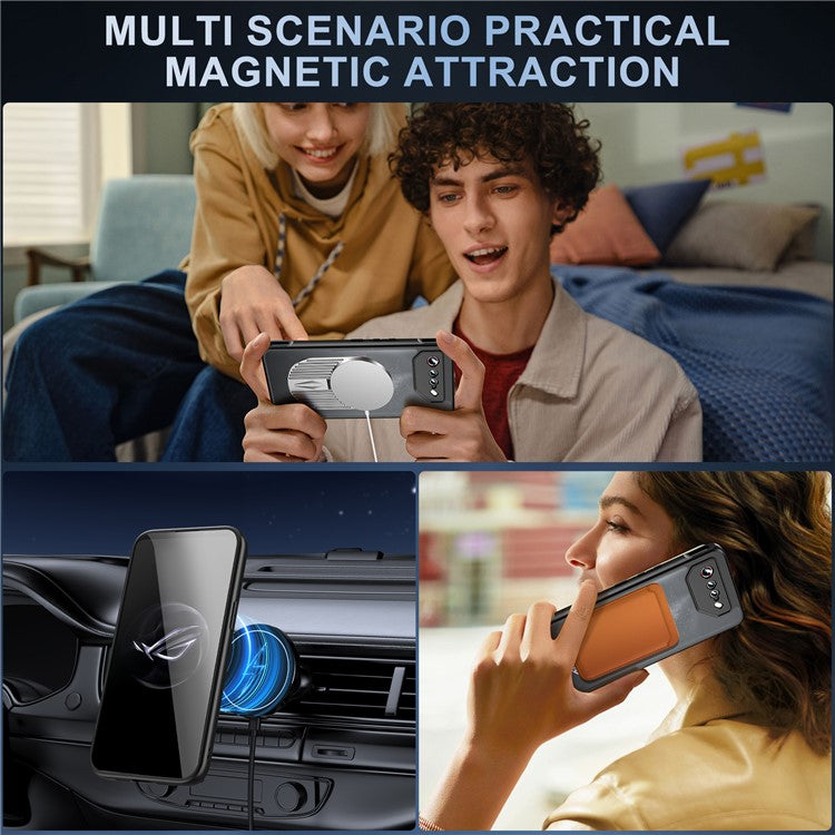 For Asus ROG Phone 7 5G Magnetic Case Heat Dissipation Aromatherapy Kickstand Silicone+PC Phone Cover - Silver