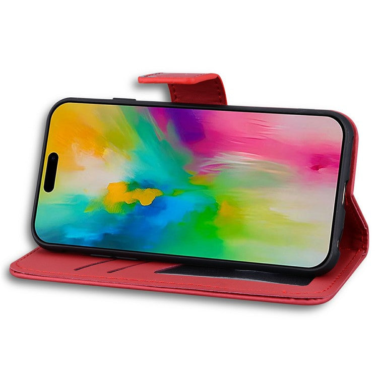 For iPhone 16 Pro Case Cartoon Pattern Wallet Leather Phone Cover - Red