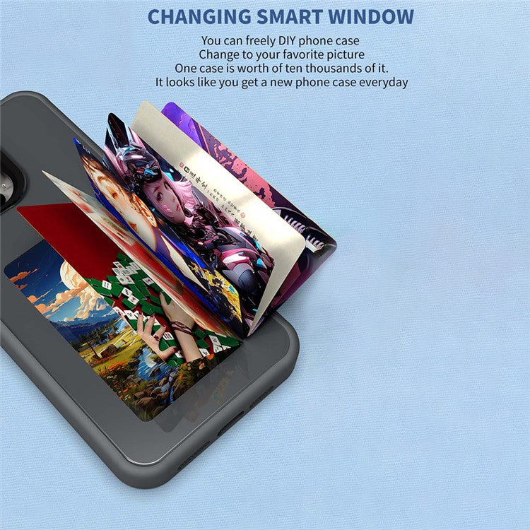 For iPhone 16 Pro E Ink Phone Cover 4-Color Display Pattern Customized Case - Pink