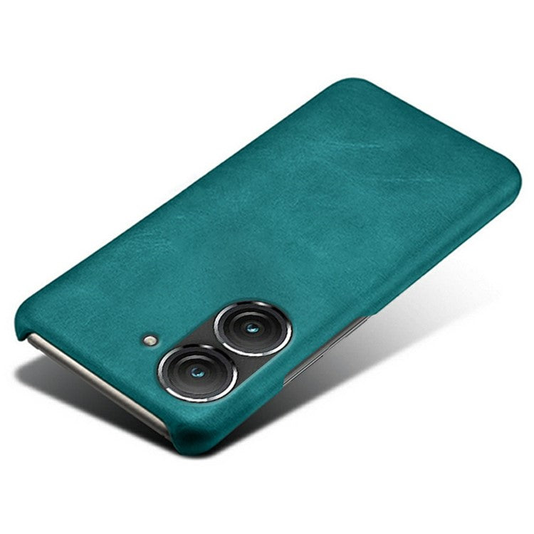 For Asus Zenfone 9 5G Calf Texture PU Leather Coated Hard PC Case Shockproof Protective Phone Cover - Green
