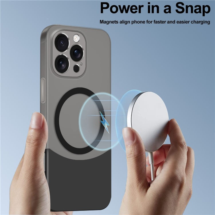 For iPhone 16 Pro Case Compatible with MagSafe Splicing Color Drop-Proof PC Phone Cover - Yellow