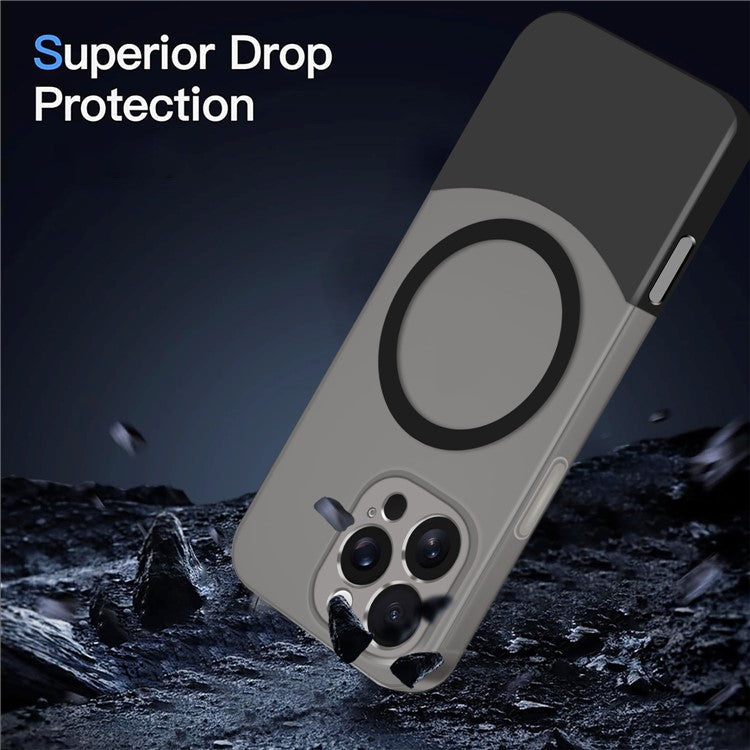 For iPhone 16 Pro Case Compatible with MagSafe Splicing Color Drop-Proof PC Phone Cover - Yellow