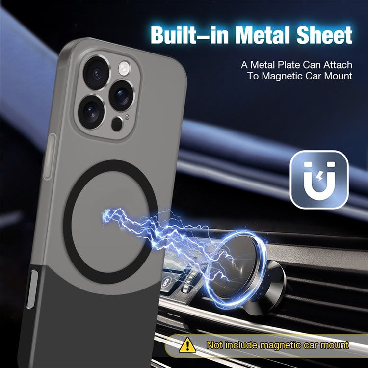 For iPhone 16 Pro Case Compatible with MagSafe Splicing Color Drop-Proof PC Phone Cover - Yellow