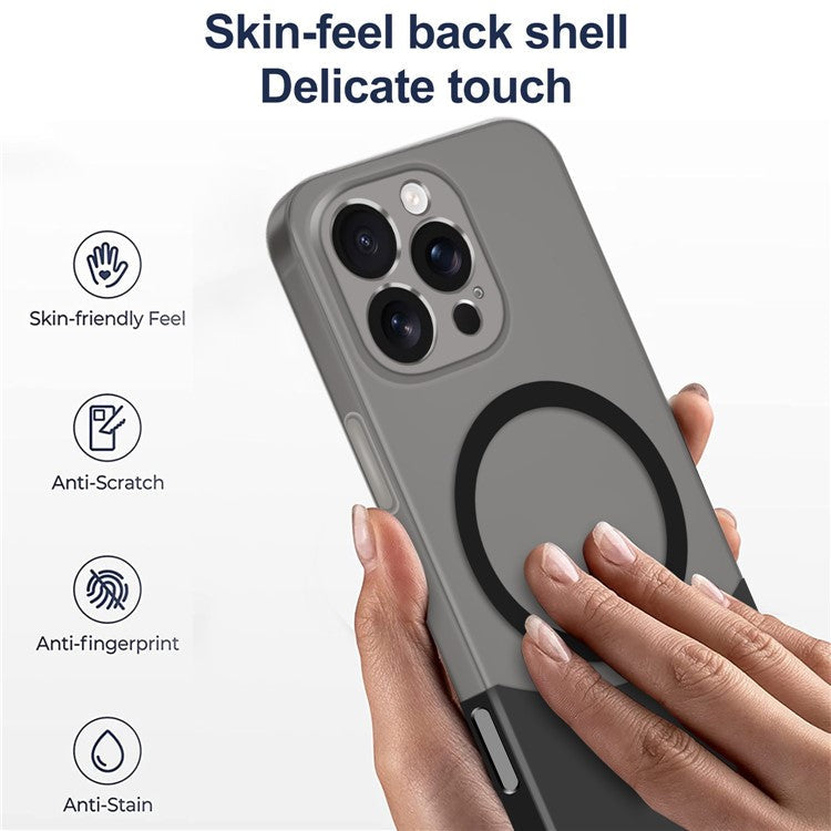 For iPhone 16 Pro Case Compatible with MagSafe Splicing Color Drop-Proof PC Phone Cover - Yellow