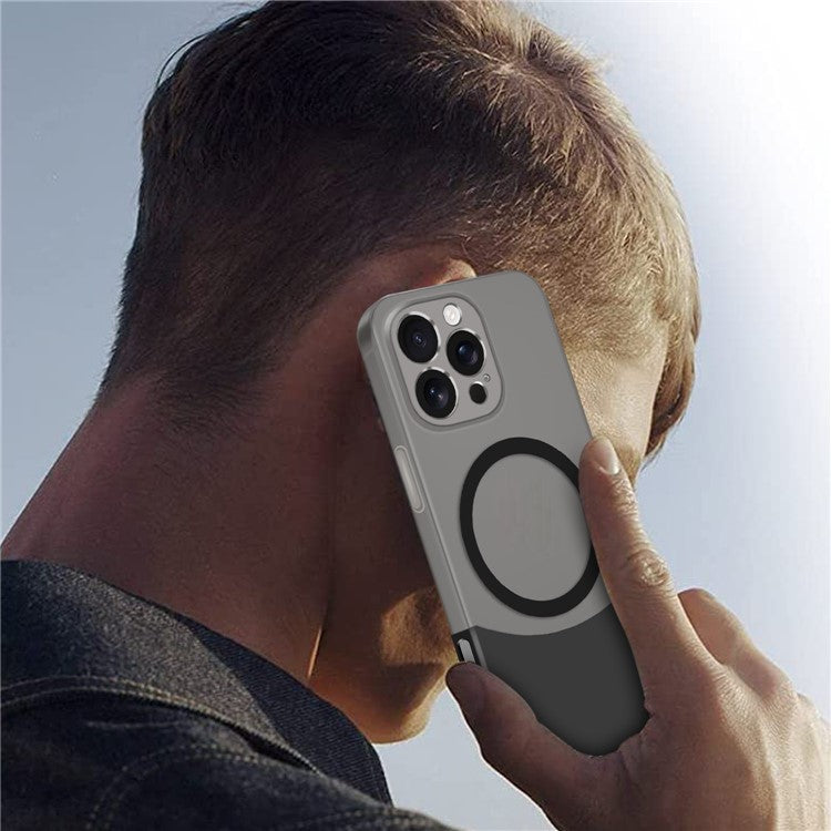 For iPhone 16 Pro Case Compatible with MagSafe Splicing Color Drop-Proof PC Phone Cover - Yellow