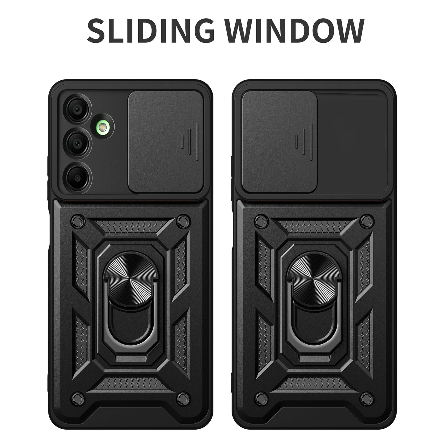 For Samsung Galaxy A16 5G / A16 4G Case with Slide Camera Lid PC+TPU Kickstand Phone Cover - Blue