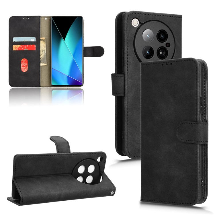 For Infinix Zero 40 4G Leather Case Skin-Feel Anti-Drop Wallet Flip Phone Cover - Black