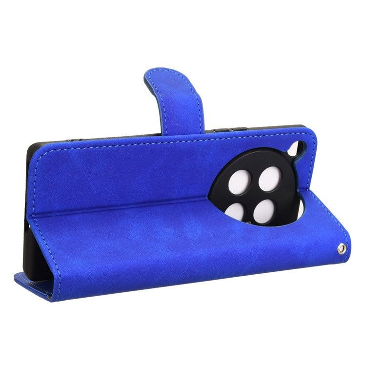 For Infinix Zero 40 4G Leather Case Skin-Feel Anti-Drop Wallet Flip Phone Cover - Blue