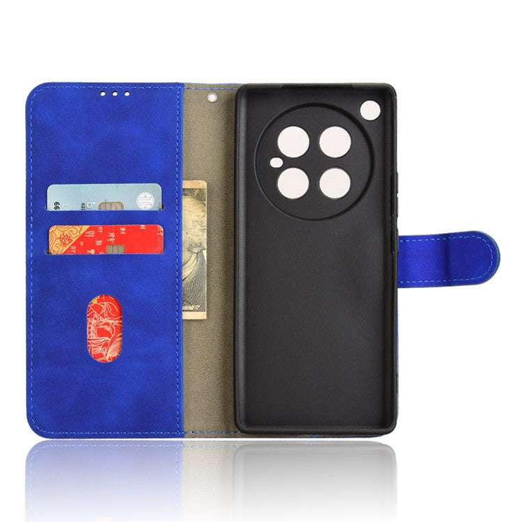 For Infinix Zero 40 4G Leather Case Skin-Feel Anti-Drop Wallet Flip Phone Cover - Blue