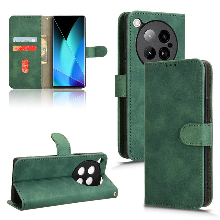 For Infinix Zero 40 4G Leather Case Skin-Feel Anti-Drop Wallet Flip Phone Cover - Green