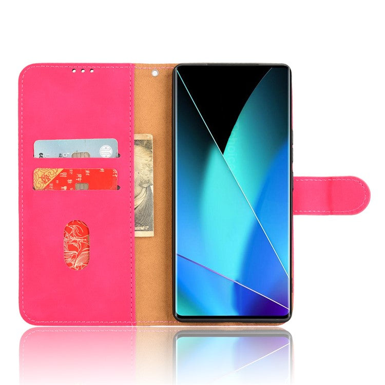 For Infinix Zero 40 4G Leather Case Skin-Feel Anti-Drop Wallet Flip Phone Cover - Rose