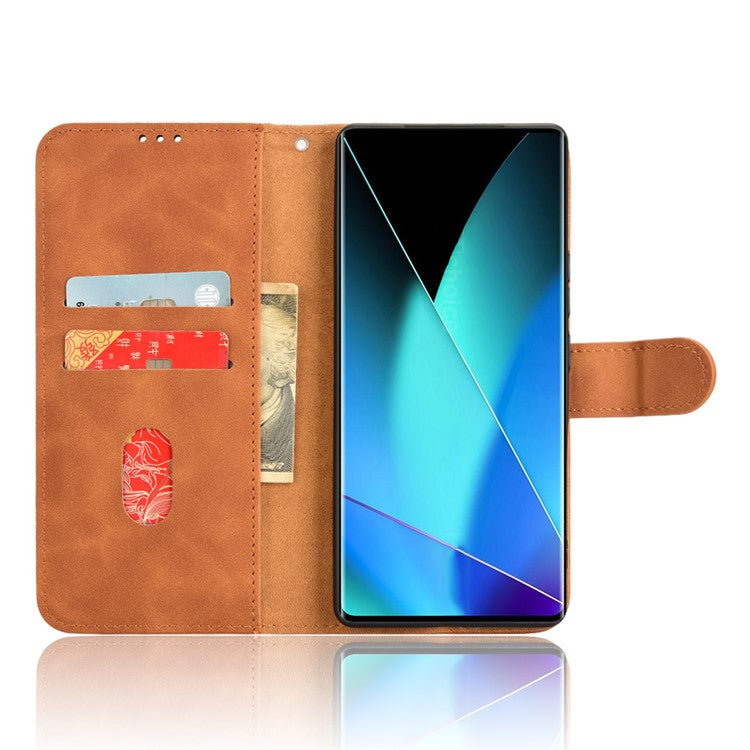 For Infinix Zero 40 4G Leather Case Skin-Feel Anti-Drop Wallet Flip Phone Cover - Brown