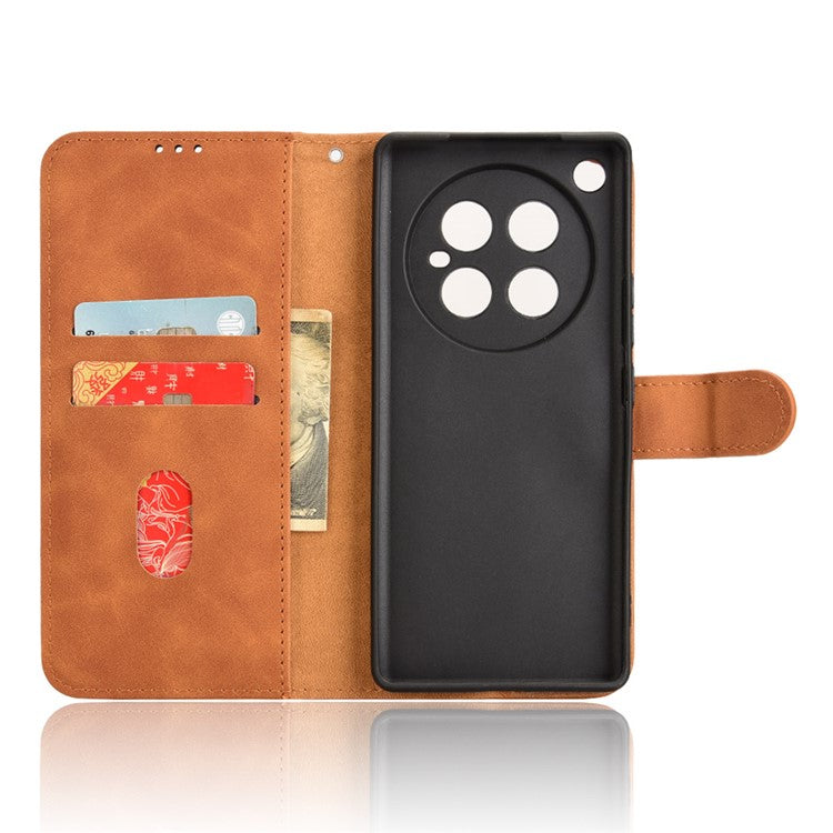 For Infinix Zero 40 4G Leather Case Skin-Feel Anti-Drop Wallet Flip Phone Cover - Brown