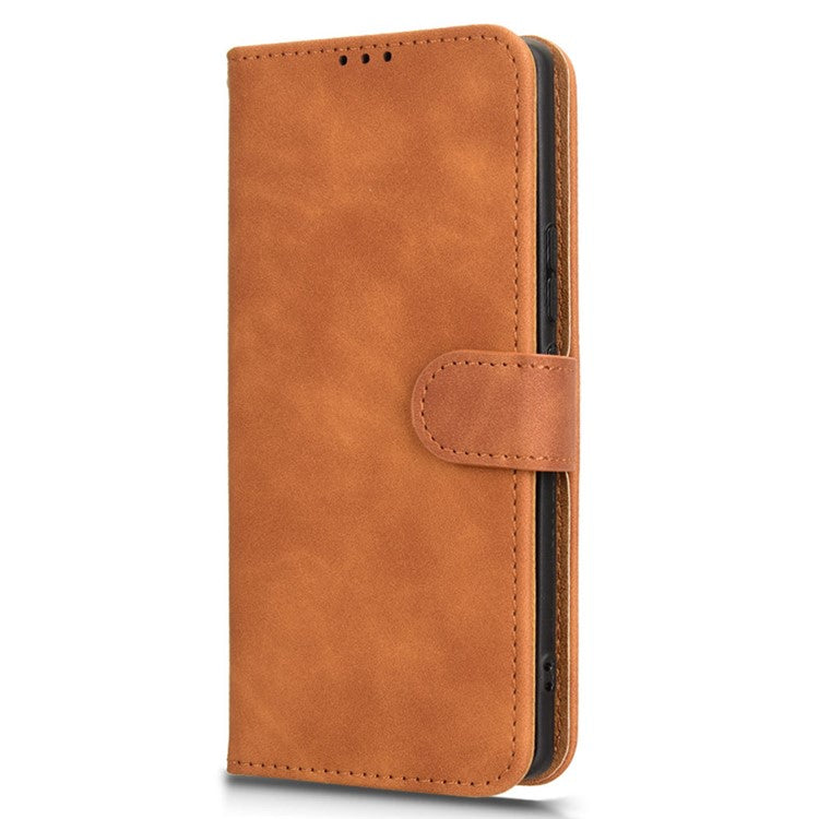 For Infinix Zero 40 4G Leather Case Skin-Feel Anti-Drop Wallet Flip Phone Cover - Brown