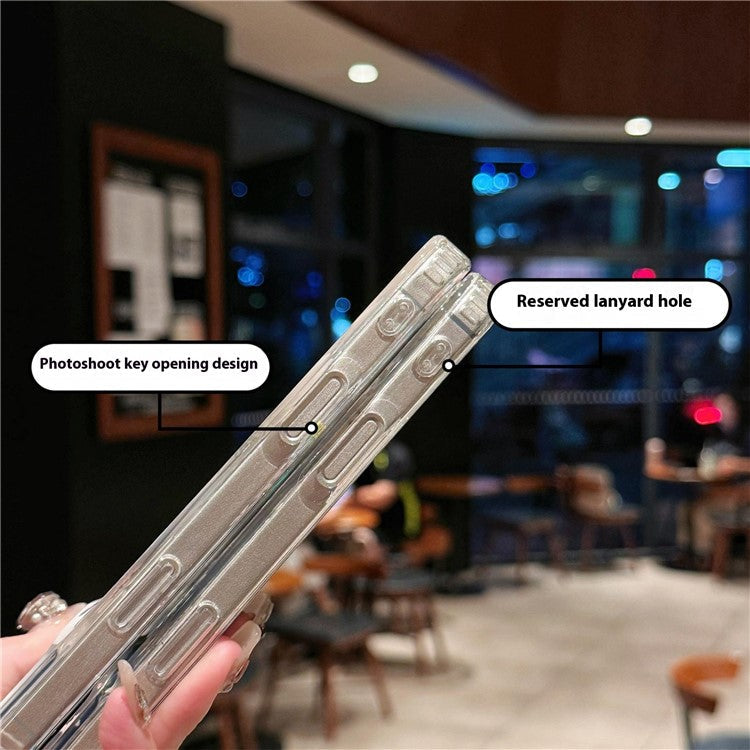 For iPhone 16 Pro Case Compatible with MagSafe Laser Flower PC+TPU Clear Phone Cover - Lily