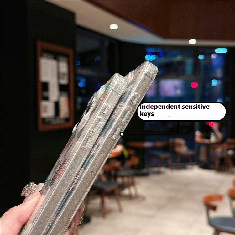 For iPhone 16 Pro Case Compatible with MagSafe Laser Flower PC+TPU Clear Phone Cover - Lily