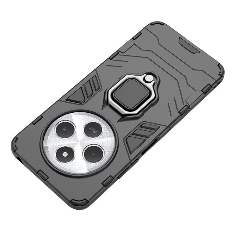 For Xiaomi Poco C75 4G / Redmi 14R 5G / 14C 4G Case PC+TPU Protective Phone Cover with Ring Kickstand - Black