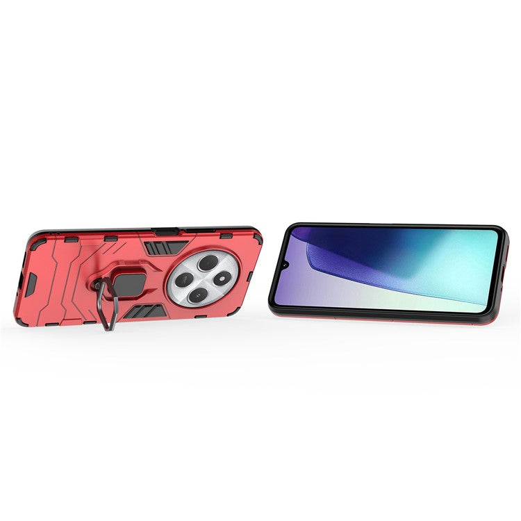 For Xiaomi Poco C75 4G / Redmi 14R 5G / 14C 4G Case PC+TPU Protective Phone Cover with Ring Kickstand - Red