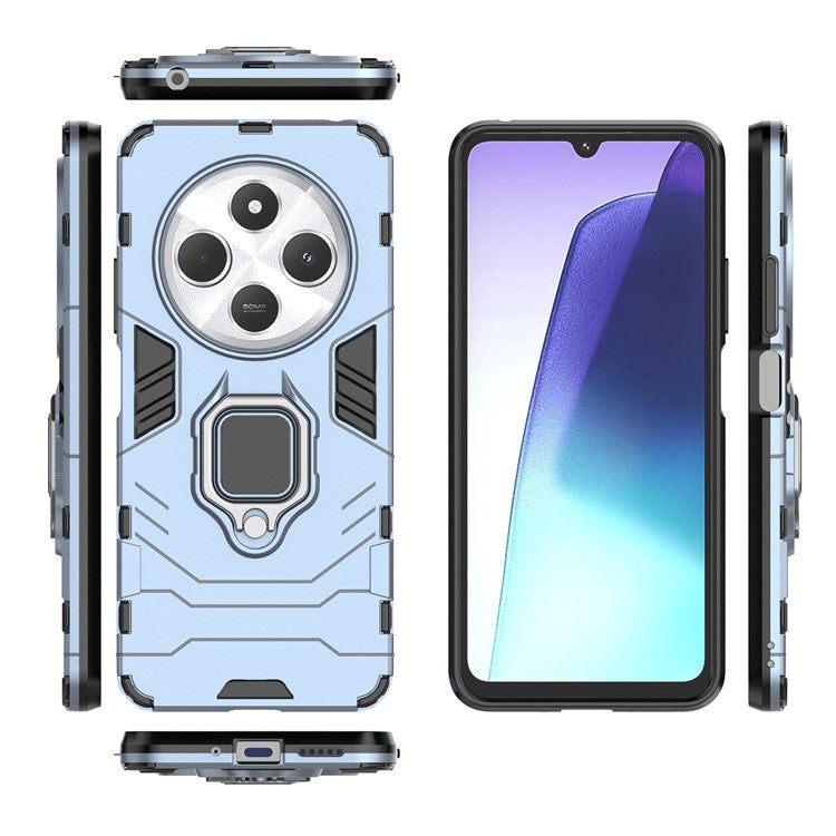 For Xiaomi Poco C75 4G / Redmi 14R 5G / 14C 4G Case PC+TPU Protective Phone Cover with Ring Kickstand - Blue