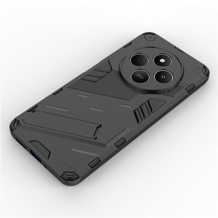 For Xiaomi Poco C75 4G / Redmi 14R 5G / 14C 4G Case PC+TPU Shockproof Phone Cover with Kickstand - Black