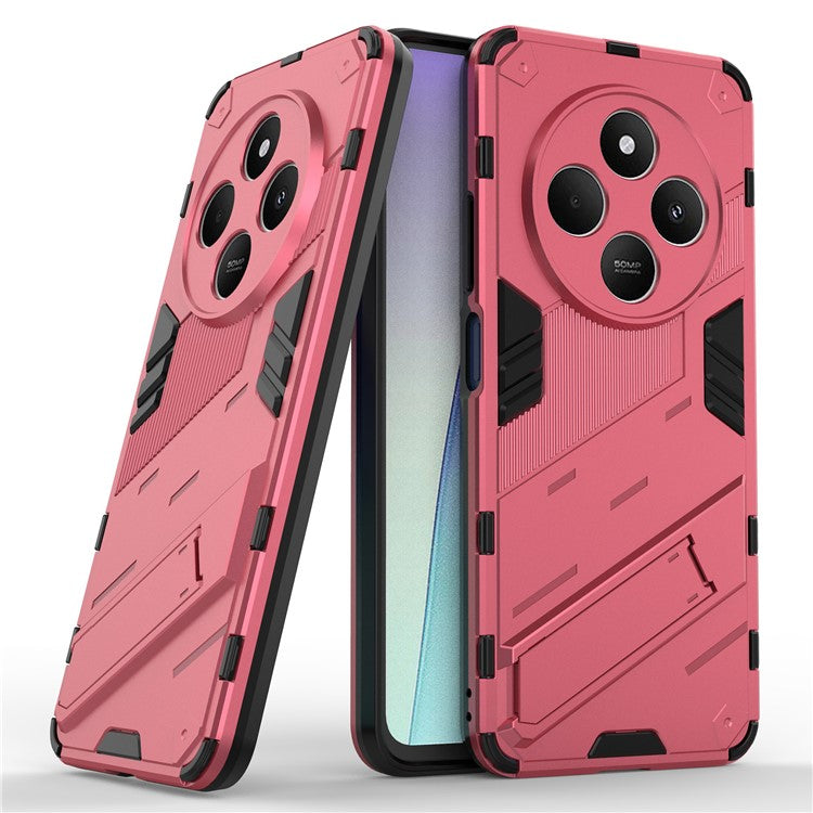 For Xiaomi Poco C75 4G / Redmi 14R 5G / 14C 4G Case PC+TPU Shockproof Phone Cover with Kickstand - Rose