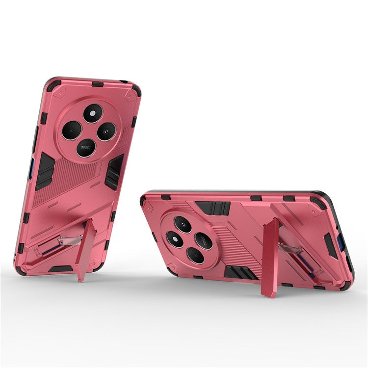 For Xiaomi Poco C75 4G / Redmi 14R 5G / 14C 4G Case PC+TPU Shockproof Phone Cover with Kickstand - Rose