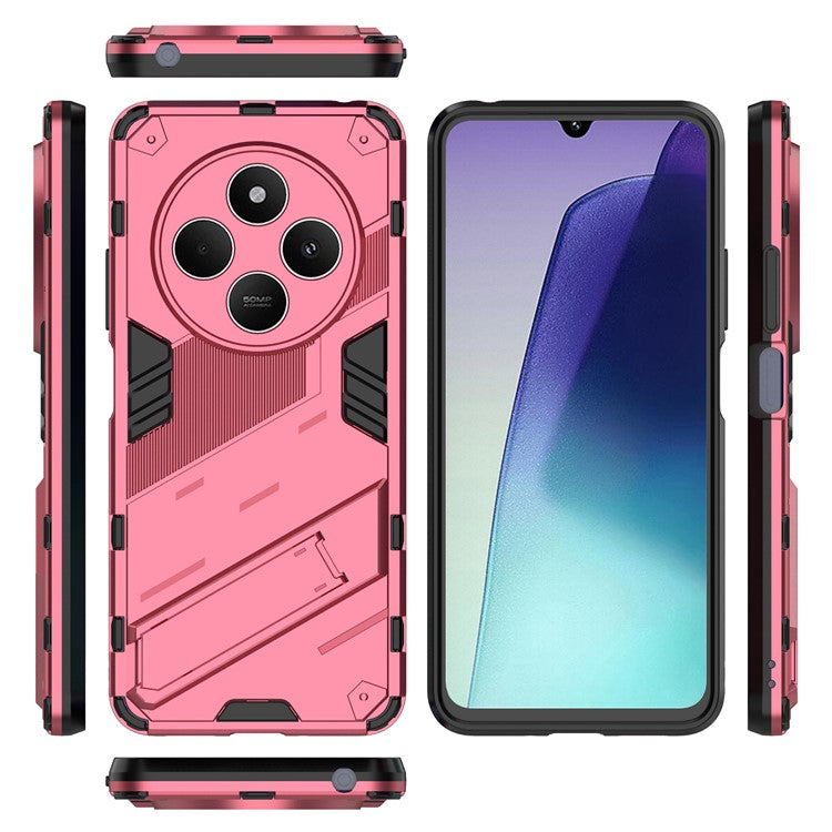 For Xiaomi Poco C75 4G / Redmi 14R 5G / 14C 4G Case PC+TPU Shockproof Phone Cover with Kickstand - Rose
