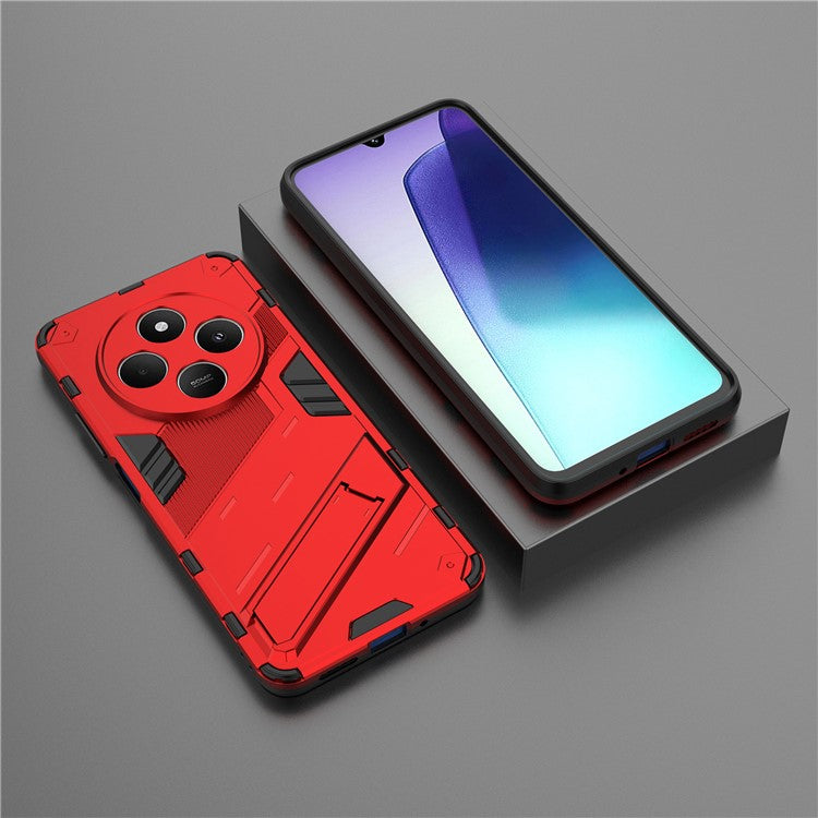 For Xiaomi Poco C75 4G / Redmi 14R 5G / 14C 4G Case PC+TPU Shockproof Phone Cover with Kickstand - Red