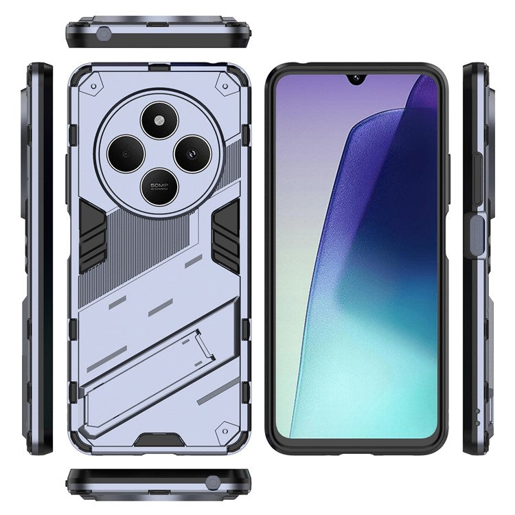 For Xiaomi Poco C75 4G / Redmi 14R 5G / 14C 4G Case PC+TPU Shockproof Phone Cover with Kickstand - Dark Blue