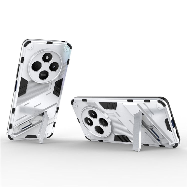 For Xiaomi Poco C75 4G / Redmi 14R 5G / 14C 4G Case PC+TPU Shockproof Phone Cover with Kickstand - White