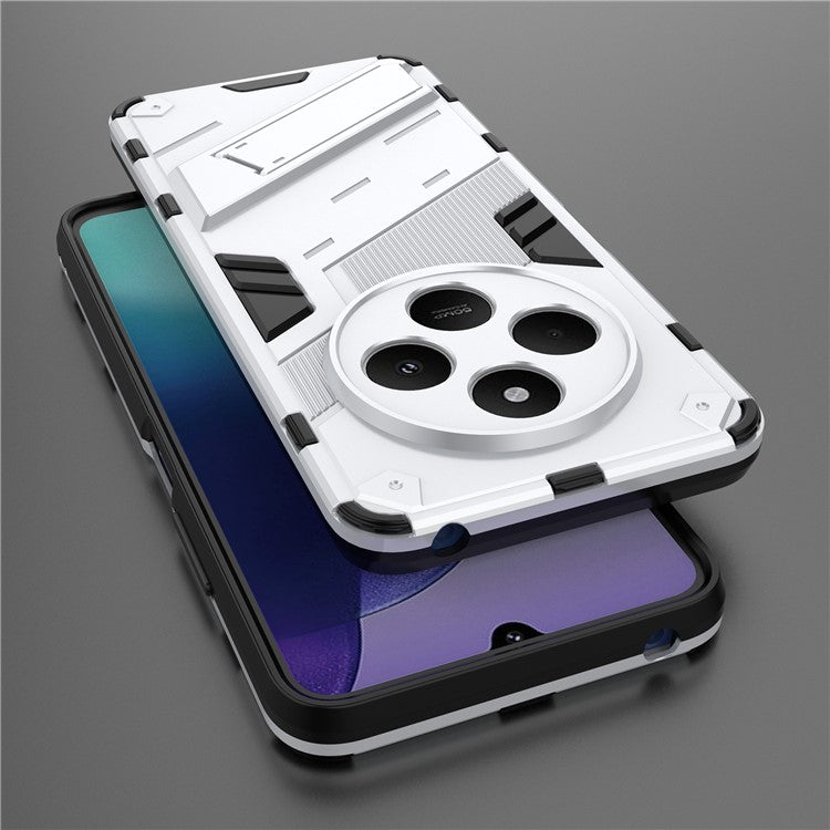 For Xiaomi Poco C75 4G / Redmi 14R 5G / 14C 4G Case PC+TPU Shockproof Phone Cover with Kickstand - White