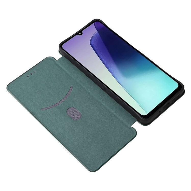 For Xiaomi Poco C75 4G / Redmi 14R 5G / 14C 4G Case Carbon Fiber Texture Drop-Proof PU Leather Phone Cover - Green