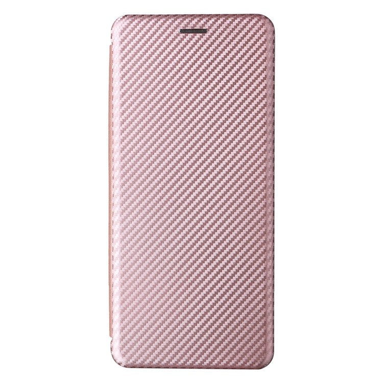For Xiaomi Poco C75 4G / Redmi 14R 5G / 14C 4G Case Carbon Fiber Texture Drop-Proof PU Leather Phone Cover - Rose Gold