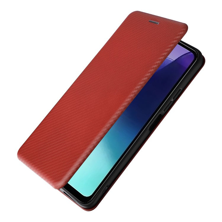 For Xiaomi Poco C75 4G / Redmi 14R 5G / 14C 4G Case Carbon Fiber Texture Drop-Proof PU Leather Phone Cover - Brown