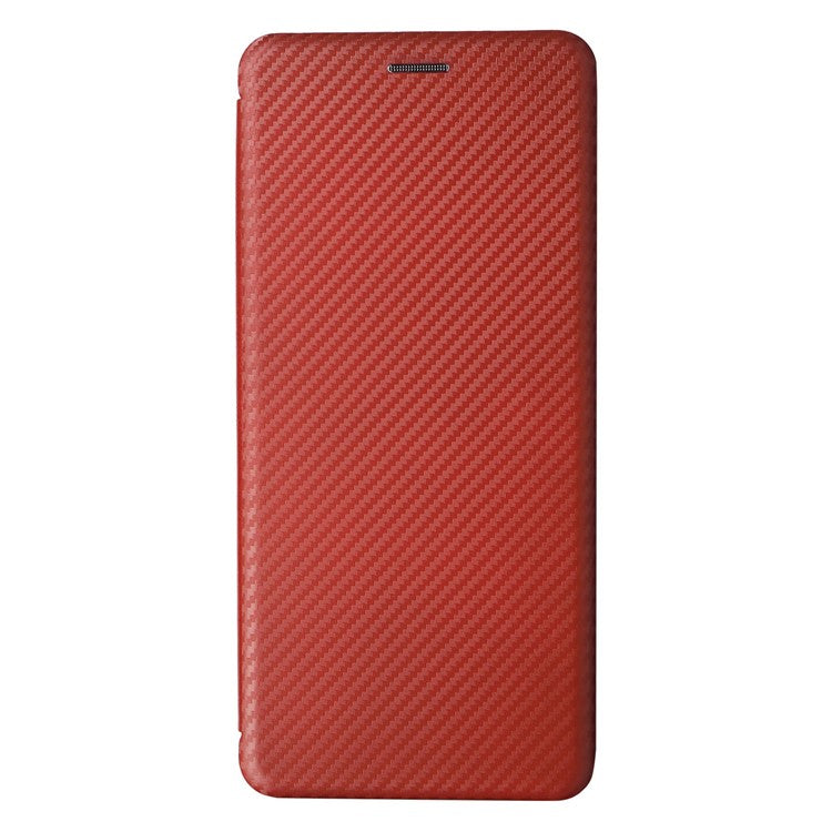 For Xiaomi Poco C75 4G / Redmi 14R 5G / 14C 4G Case Carbon Fiber Texture Drop-Proof PU Leather Phone Cover - Brown