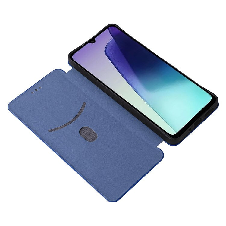 For Xiaomi Poco C75 4G / Redmi 14R 5G / 14C 4G Case Carbon Fiber Texture Drop-Proof PU Leather Phone Cover - Blue