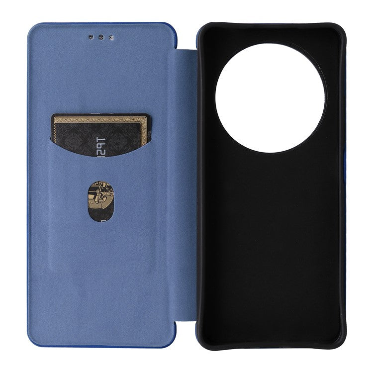 For Xiaomi Poco C75 4G / Redmi 14R 5G / 14C 4G Case Carbon Fiber Texture Drop-Proof PU Leather Phone Cover - Blue