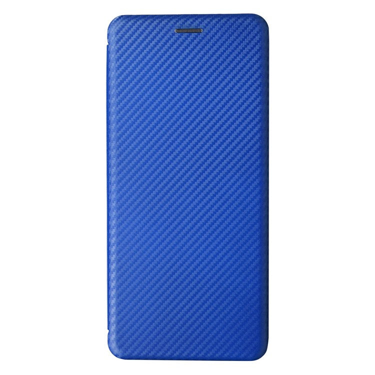 For Xiaomi Poco C75 4G / Redmi 14R 5G / 14C 4G Case Carbon Fiber Texture Drop-Proof PU Leather Phone Cover - Blue